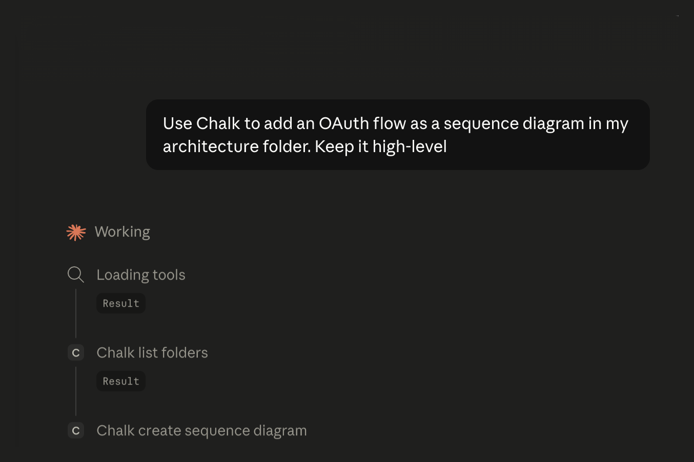 Claude calling the chalk MCP tool