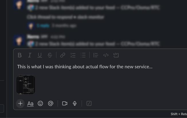 A Chalk sketch pasted directly into a Slack message